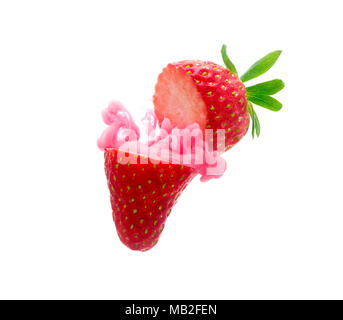 Strawberry on ink isolated over white background Stock Photo