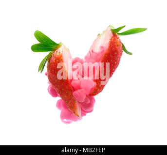 Strawberry on ink isolated over white background Stock Photo