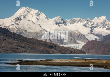 Cordillera Darwin and explorers, in Ainsworth Bay, PN Alberto de Agostini, Tierra del Fuego, Patagonia, Chile Stock Photo
