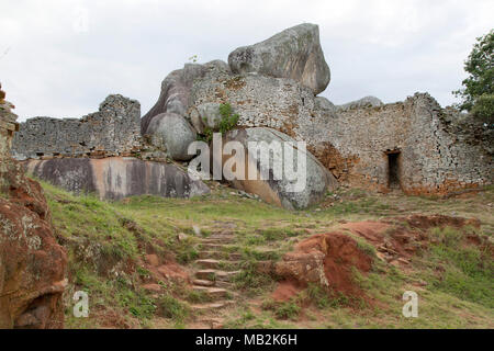 Gateway at the hilltop Royal Enclosure at Great Zimbabwe near Masvingo in Zimbabwe. Stock Photo