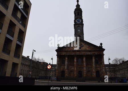 Dalton fountain Glasgow' historic train shed uncovered in queen st Glasgow during demolition work'statue of liberty Glasgow'wall art Glasgow' Stock Photo