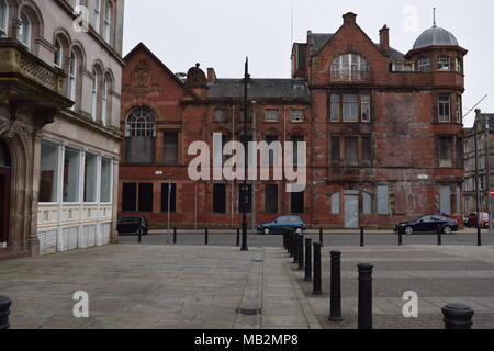 Dalton fountain Glasgow' historic train shed uncovered in queen st Glasgow during demolition work'statue of liberty Glasgow'wall art Glasgow' Stock Photo