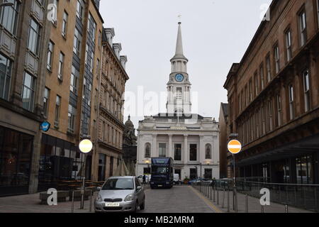 Dalton fountain Glasgow' historic train shed uncovered in queen st Glasgow during demolition work'statue of liberty Glasgow'wall art Glasgow' Stock Photo