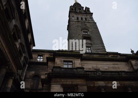 Dalton fountain Glasgow' historic train shed uncovered in queen st Glasgow during demolition work'statue of liberty Glasgow'wall art Glasgow' Stock Photo