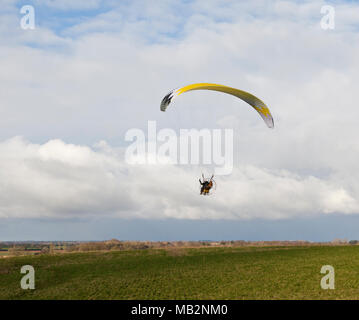 A Paramotorer preparing to fly Stock Photo