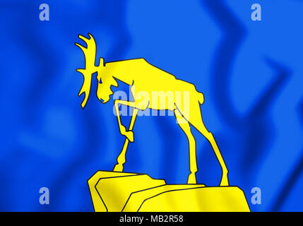 3D Flag of Miass (Chelyabinsk Oblast), Russia. 3D Illustration. Stock Photo