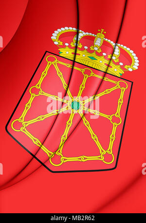 3D Flag of Navarra, Spain. 3D Illustration. Stock Photo