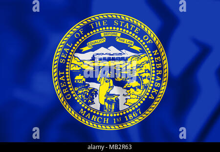 3D Flag of Nebraska, USA. 3D Illustration. Stock Photo