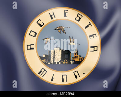 3D Flag of Rochester (Minnesota), USA. 3D Illustration. Stock Photo