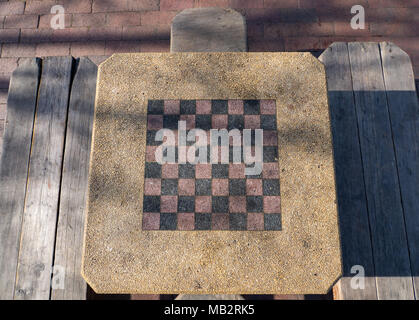 Overhead of chess board on sunny way Stock Photo