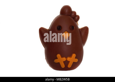 Chocolate Easter chicken isolated on a white background Stock Photo
