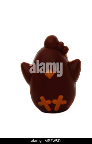 Chocolate Easter chicken isolated on a white background Stock Photo
