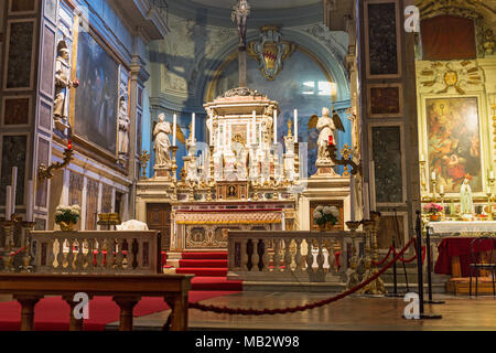 Altar at Chiesa di Ognissanti church in Florence, Italy Stock Photo