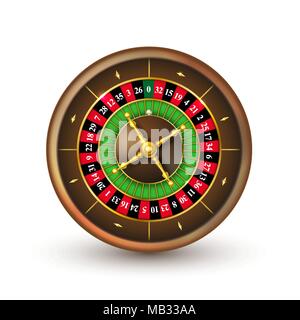 Realistic casino roulette wheel. Detailed vector illustration isolated on white background Stock Vector