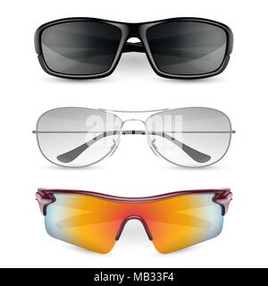 Man's sunglasses set. Realistic vector illustration isolated on white background Stock Vector