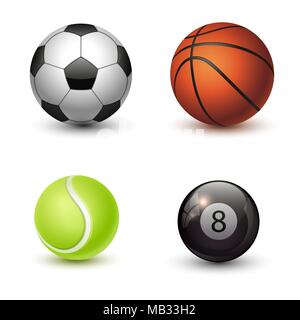 Sport balls set isolated on white background Stock Vector