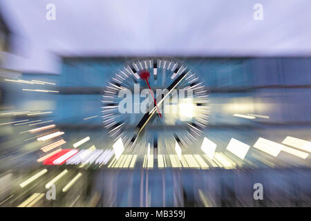 The largest train station clock face in Switzerland, found in Aarau. Stock Photo