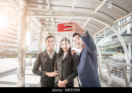 Business selfie by smart phone camera Stock Photo