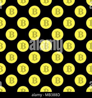 Golden Bitcoin Seamless Pattern. Crypto Currency Mining Texture with Coins Stock Vector