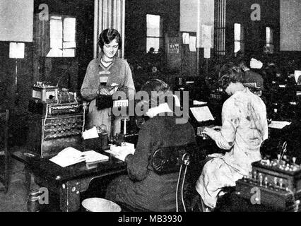 Scene in the Central Telegraph Office,corner of Newgate Street and St Martin’s Le Grand London 1930's Stock Photo