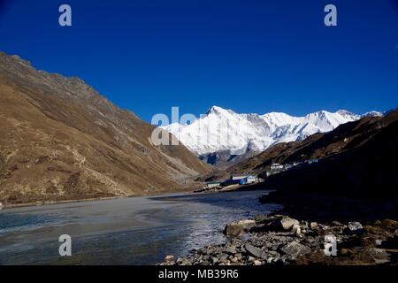 Gokyo lakes and surrounding Himalayan mountains in Nepal Stock Photo