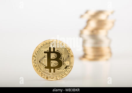 Physical version of Bitcoin, new virtual money. Conceptual image for worldwide cryptocurrency Stock Photo