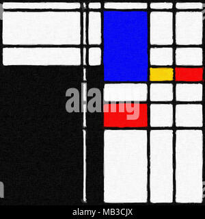 Abstract modern digital painting in the style of Piet Mondrian, seamless pattern Stock Photo