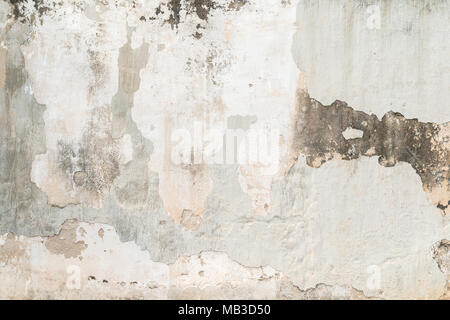 Full frame background of weathered, faded and dirty concrete wall with plaster peeled off. Stock Photo