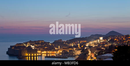 panoramic view of the old town in the evening, Dubrovnik, Croatia Stock Photo