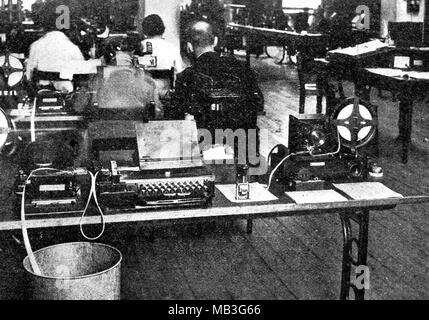 Scene in the Central Telegraph Office corner of Newgate Street and St
