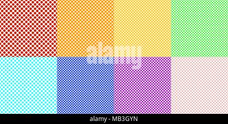 Simple seamless polka dot pattern background design set - vector collection from colored circles Stock Vector