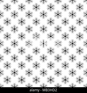 Monochrome seamless stylized snowflake pattern background Stock Vector