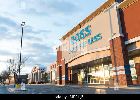 A Ross Dress for Less logo seen on a retail store front in Hagerstown, Maryland on April 5, 2018. Stock Photo