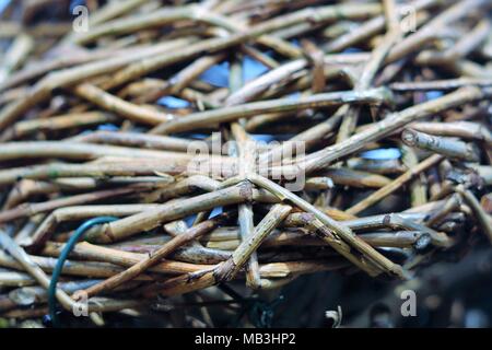 Close up view of interwoven wicker - background Stock Photo