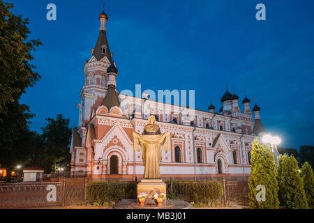 Grodno, Belarus. Cathedral Of Intercession Of Most Holy Theotokos In Street E. Ozheshko In Night Illuminations. Another Name Is Pokrovsky Cathedral Or Stock Photo