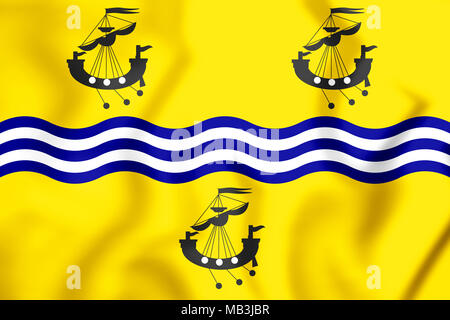 3D Flag of Comhairle nan Eilean Siar (Western Isles Council), Scotland. 3D Illustration. Stock Photo