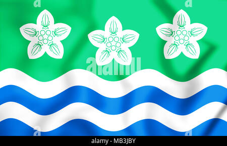 3D Flag of Cumberland County, England. 3D Illustration. Stock Photo