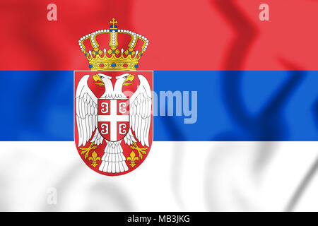 3D Flag of the Serbia. 3D Illustration. Stock Photo