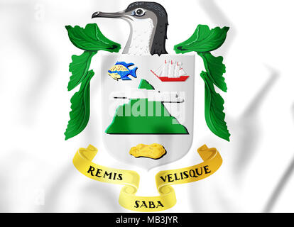 3D Saba Coat of Arms. 3D Illustration. Stock Photo