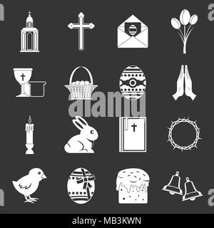 Easter items icons set grey vector Stock Vector