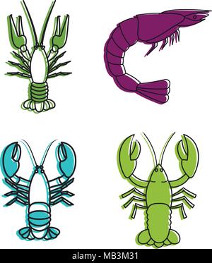 Cancer icon set, color outline style Stock Vector
