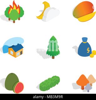 Vivacity icons set, isometric style Stock Vector