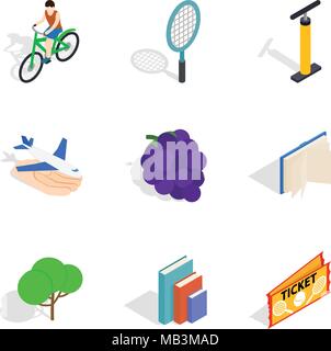 Service life icons set, isometric style Stock Vector