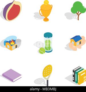 Liveliness icons set, isometric style Stock Vector