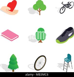 Vivacity icons set, isometric style Stock Vector