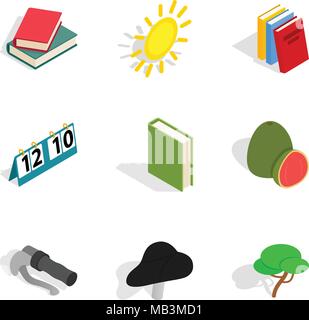Renewal life icons set, isometric style Stock Vector