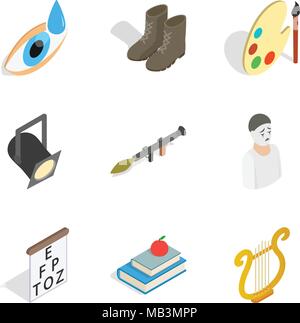 Task icons set, isometric style Stock Vector