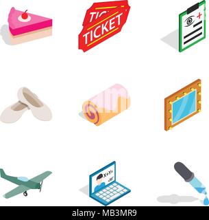 Place of work icons set, isometric style Stock Vector