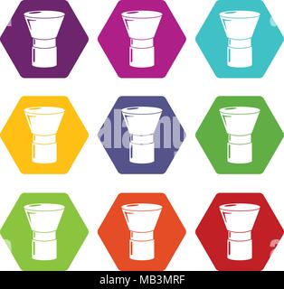 Brush powder icons set 9 vector Stock Vector
