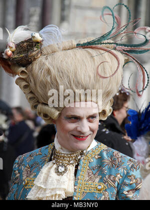 Man at Carnival, St Marks Square, Venice, Italy Stock Photo